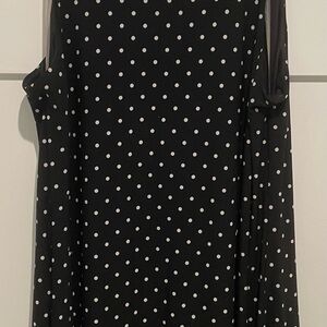 Anne Klein Black Swing Dress with White Polka Dots